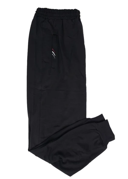 Battal Beden Paçası Lastikli Eşofman Altı Siyah Renk - 4