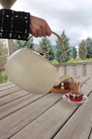 Digithome Granit Kamp ve Mutfak Çay Bitki Çayı Demliği 3,5 Lt Bej - 152.2.07.042 C1-1-281 - 2