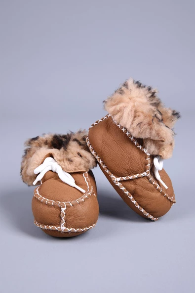 Babyhola Kız Erkek Bebek %100 Deri Patik Panduf Yenidoğan İlk Adım Ayakkabı Kutulu Hediyelik 0946 - 12