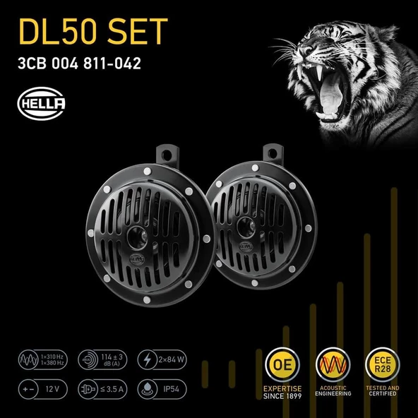 Hella DL50 Süperton Korna İkili Set 12V 310-380 Hz 114 dB - Resim 4