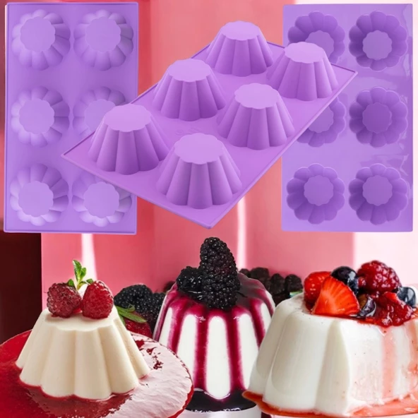 Silikon 6'lı Yonca Kek ve Sufle Kalıbı - 3