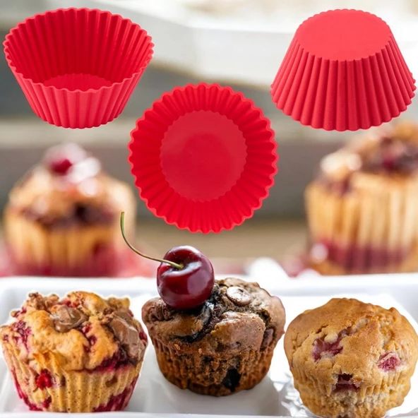 Silikon Tırtıklı Kek ve Muffin Kalıbı 6' paket