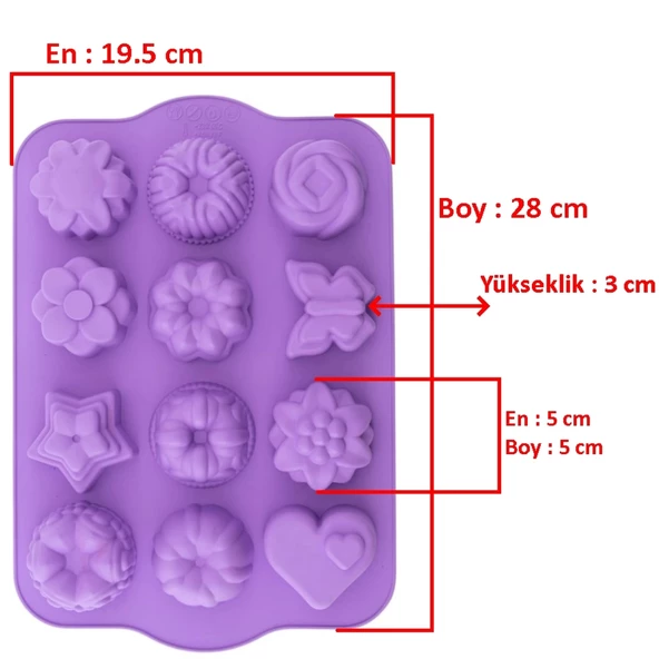 Silikon 12'li Karma Kek ve Kurabiye Kalıbı - 5