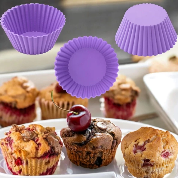 Silikon Tırtıklı Kek ve Muffin Kalıbı 6' paket - 4