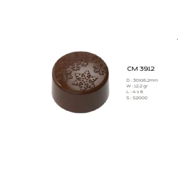 Polikarbon Yuvarlak Pralin Çikolata Kalıbı 14 gr | Cm-3912 - Resim 3