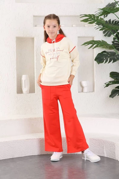 Beauty Slaş Kız Çocuk İkiiplik Kapşonlu Eşofman MNK0395 ürün görseli 1