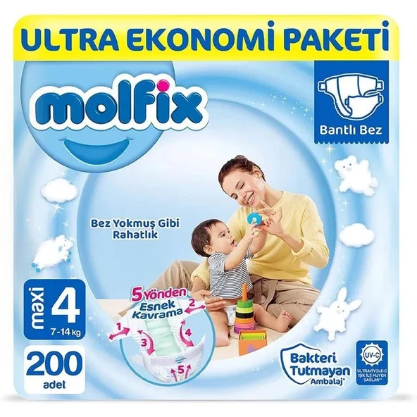 Molfix 4 Numara Maxi 200'lü Bebek Bezi