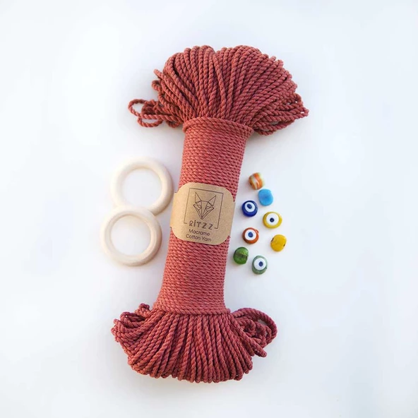 3mm // 2 Büküm // Pamuk Halat İp // KİREMİT ürün görseli 1