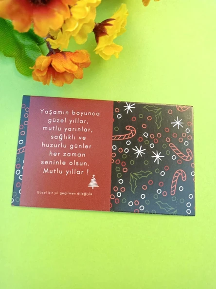 30 Adet Lux Kalın Kuşe Yılbaşı Tebrik Kartı - Mutlu Yıllar - Paketleme Kartı 8x5cm (M14) - Resim 2