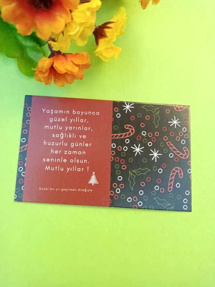 30 Adet Lux Kalın Kuşe Yılbaşı Tebrik Kartı - Mutlu Yıllar - Paketleme Kartı 8x5cm (M14) ürün görseli