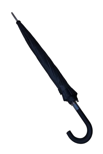 Baston Protokol Erkek Şemsiye 16 Fiber Telli Siyah Renk 105 Cm Çap Kapalı Boyut 95 Cm Kılıfsız - 4