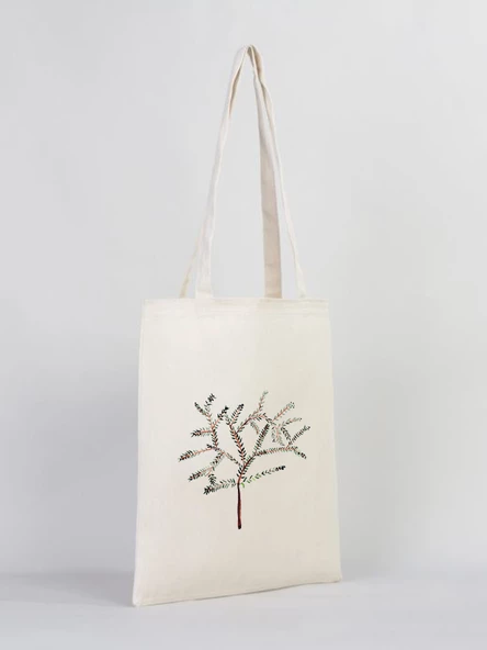 Gedene Zeytin Ağacı Baskılı Doğal Gabardin Bez Çanta - GDN20234001 - 4