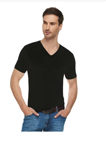 TUTKU ELİT 1303 ERKEK ELASTAN V YAKA ATLET 3 ADET - Resim 2