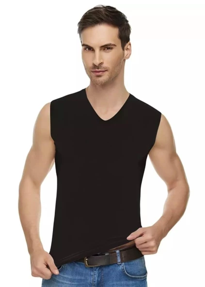 TUTKU ELİT 1305 ERKEK ELASTAN V YAKA SIFIR KOL ATLET 12 ADET ürün görseli