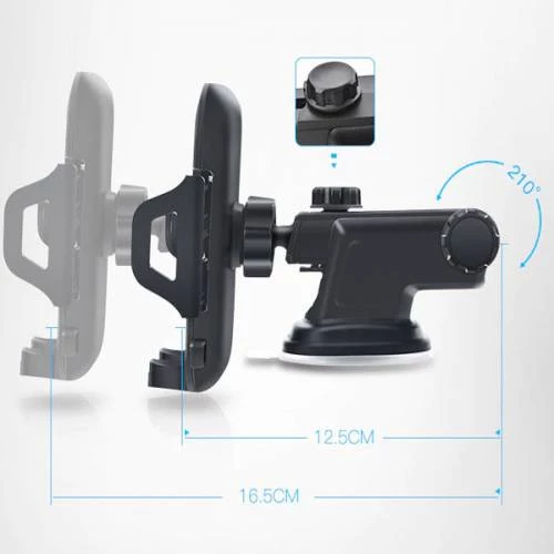 Polham Torpido Üstü ve Ön Cam Teleskopik Araç İçi Telefon Tutucu, Karbon Fiber Telefon Tutucu - 4