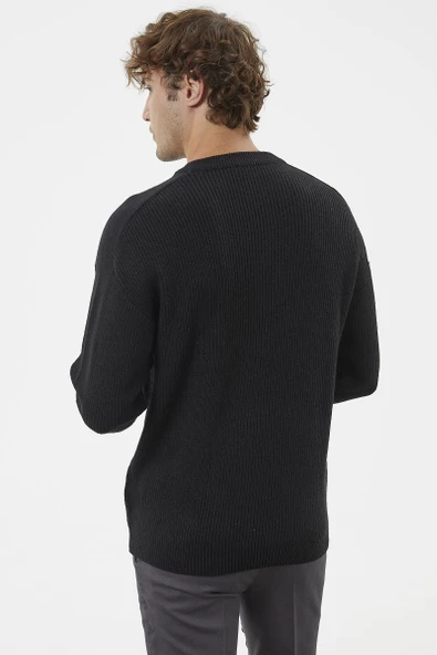 Selanik Örgü Basic Triko Kazak - Siyah - 5