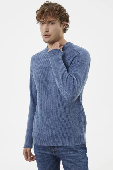 Selanik Örgü Basic Triko Kazak - Indigo - Resim 2