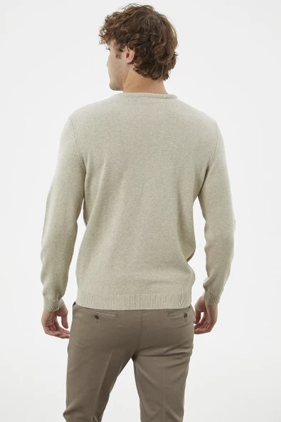 Çok Renkli Blok Desen Triko Kazak - Krem - 6