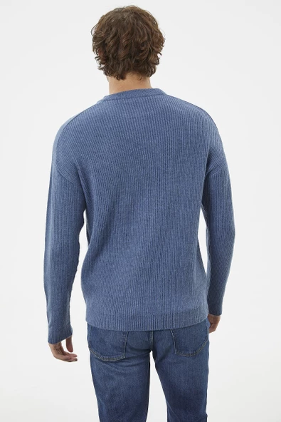 Selanik Örgü Basic Triko Kazak - Indigo - Resim 5