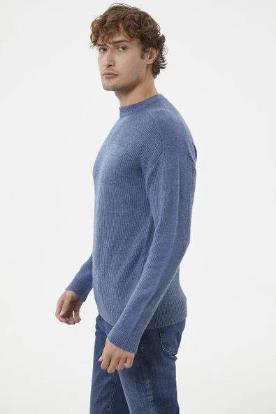 Selanik Örgü Basic Triko Kazak - Indigo - Resim 4