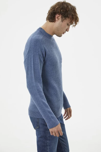 Selanik Örgü Basic Triko Kazak - Indigo - Resim 3