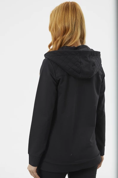 Kapüşonlu Kapitone Detaylı Eşofman Takım - Siyah - Resim 6