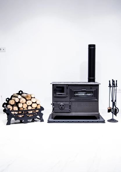 Döküm Camlı Siyah Mat Emaye Kuzine Eskişehir Imalat (Tabla DAHİL Ürün) - 2