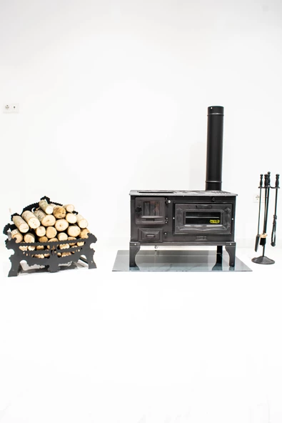 CAM KAPAK TAKMA AYAK DÖKÜM ESTETiK KUZİNE SOBA KÖMÜR ODUN SOBASI - 2