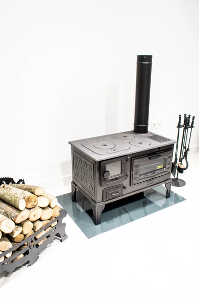 CAM KAPAK TAKMA AYAK DÖKÜM ESTETiK KUZİNE SOBA KÖMÜR ODUN SOBASI - 4