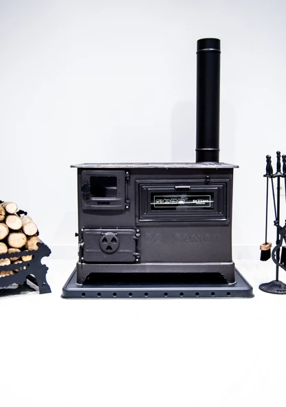 Döküm Camlı Siyah Mat Emaye Kuzine Eskişehir Imalat (Tabla DAHİL Ürün) - 3