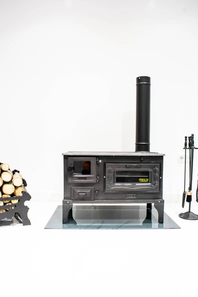 CAM KAPAK TAKMA AYAK DÖKÜM ESTETiK KUZİNE SOBA KÖMÜR ODUN SOBASI - 3