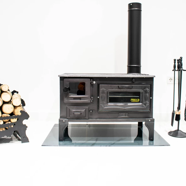 Cam Kapak Takma Ayak Döküm Estetik Kuzine Soba Kömür Odun Sobası - 3