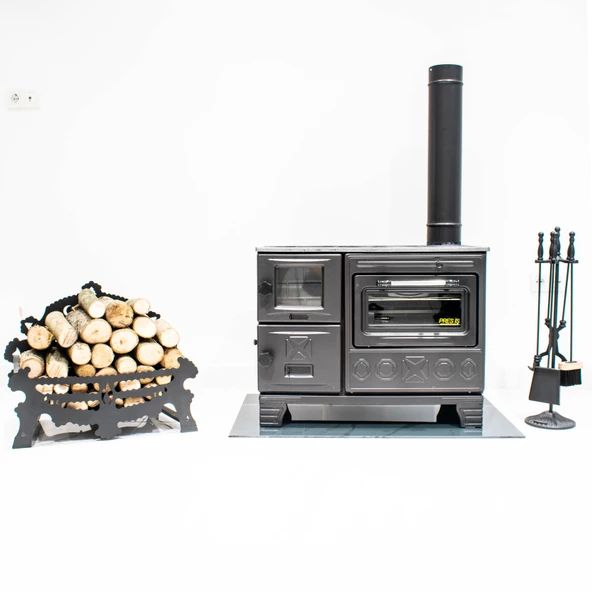 VAV Lüks Döküm Camlı Siyah Mat Emaye Kuzine 0101 - 2