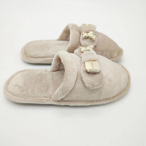 Ayıcık Papyonlu Model Kadın Terlik Krem Renk - 12