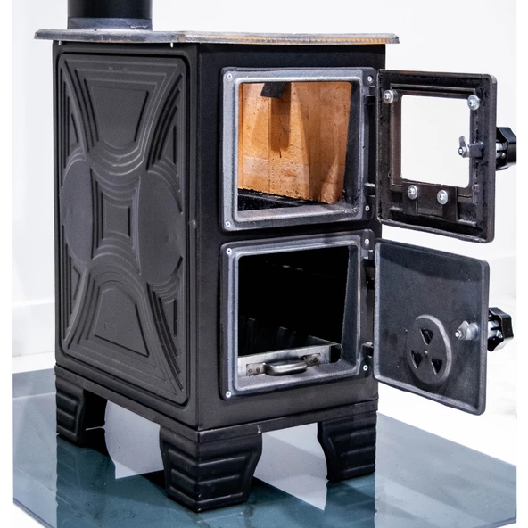 Mini Soba -Yarım Kuzine- Fırınsız Kuzine- Estetik Küçük Konteyner Soba - 4