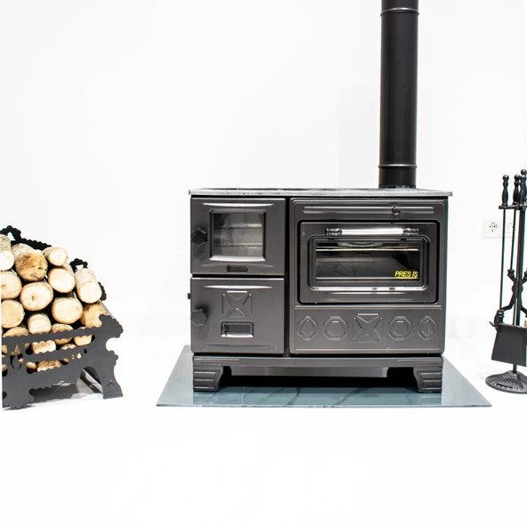 VAV Lüks Döküm Camlı Siyah Mat Emaye Kuzine 0101 - 3