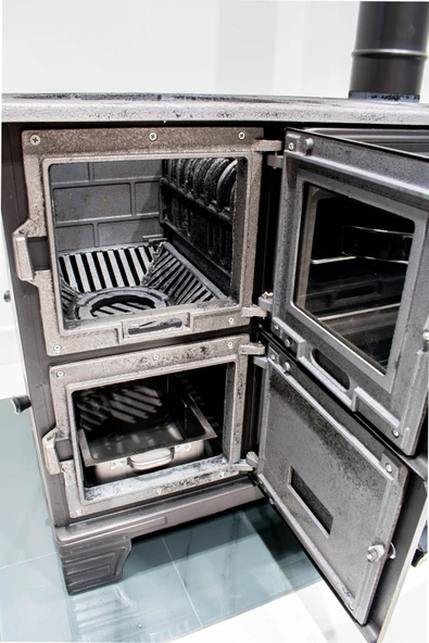 VAV Lüks Döküm Camlı Siyah Mat Emaye Kuzine 0101 - 6