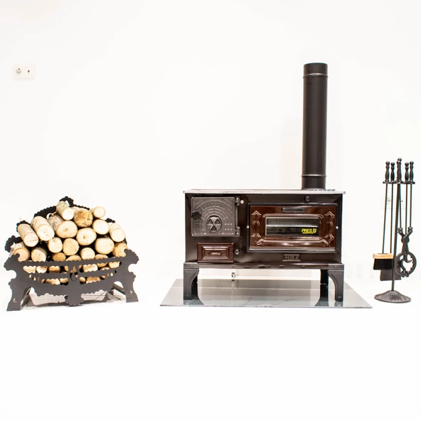 TAKMA AYAK DÖKÜM ESTETiK KUZİNE KÖMÜR ODUN SOBASI MODERN RENK KOYU KAHVE - 2