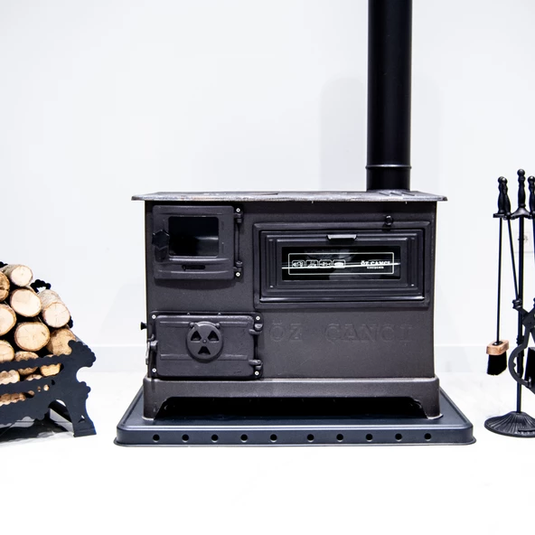 Camlı Siyah Mat Emaye Kuzine Eskişehir Imalat (Tabla Dahil) - 3