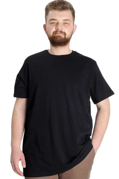Mode XL Büyük Beden Erkek T-Shirt Basic 20031 Siyah ürün görseli 1