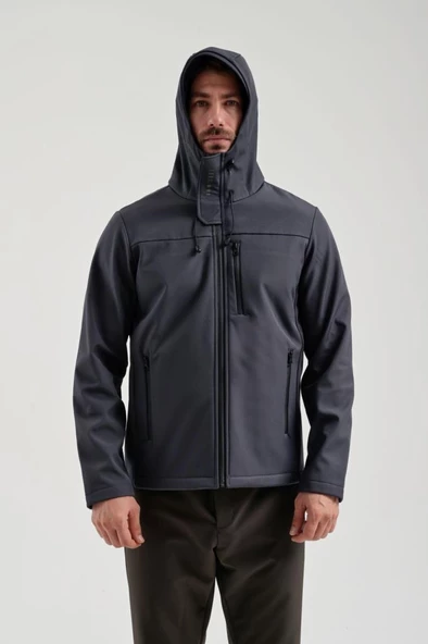 Exuma 2311100 Erkek Antrasit Yağmur Rüzgar Geçirmez Softshell Özellikli Mont - 7