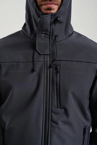 Exuma 2311100 Erkek Antrasit Yağmur Rüzgar Geçirmez Softshell Özellikli Mont - 12