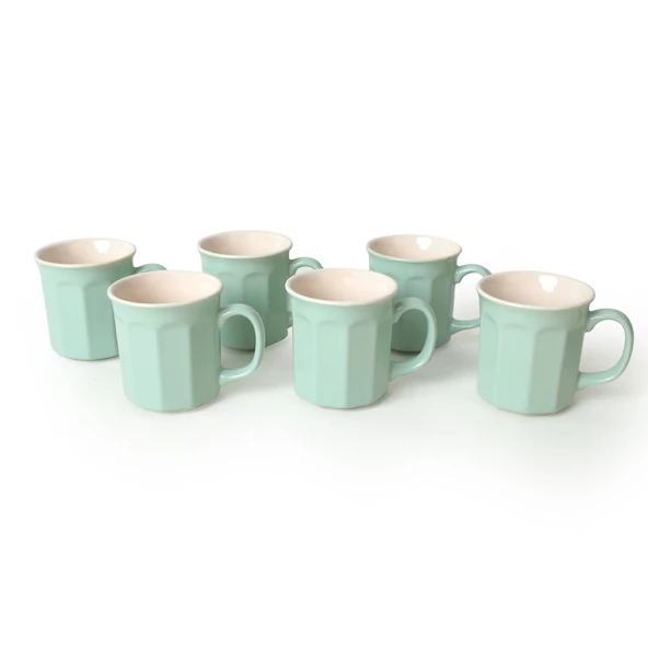 Keramika Yeşil/Krem Herakles Kupa 9 Cm 6 Adet 307/030 - 4