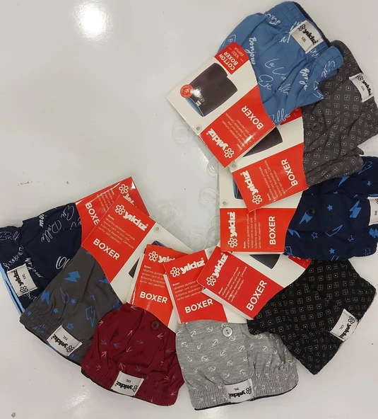 YILDIZ 43 ERKEK HAVLU BEL DESENLİ BOXER 9 ADET - Resim 2