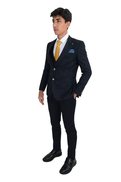 Cengiz İnler Kumlu Desen Yelekli Erkek Takım Elbise - 6