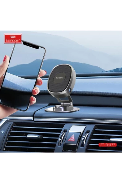 EH177 Yapışkanlı 360 Derece Ayarlanabilen Manyetik Mıknatıslı Araç İçi Telefon Tutucu - 5