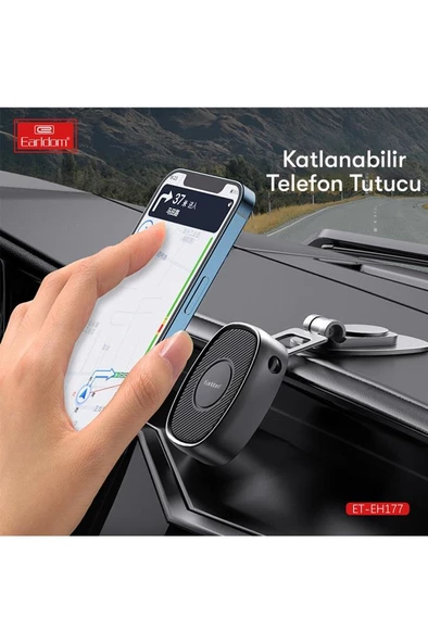 EH177 Yapışkanlı 360 Derece Ayarlanabilen Manyetik Mıknatıslı Araç İçi Telefon Tutucu - 6