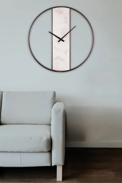 Digithome Demre Mermer Desenli Sessiz Mekanizmalı Modern Duvar Saati 61,5 Cm Beyaz - K-DEMRE-BEYAZ C320.230 - 2