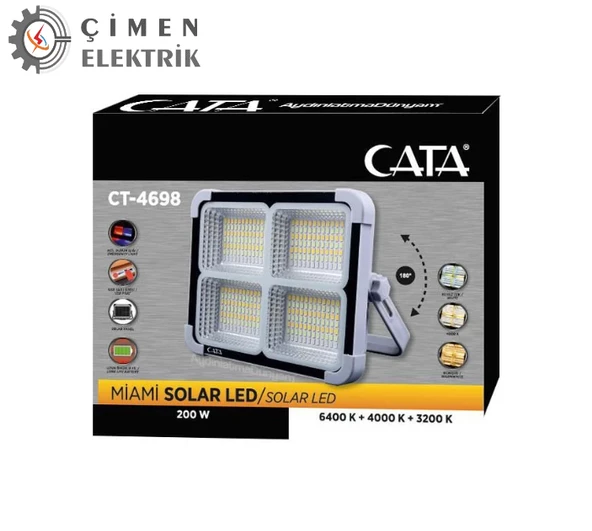 CATA CT 4698 Solar 200W Led Projektör Taşınabilir - 2