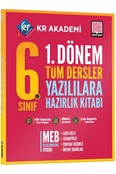 6. Sınıf 1. Dönem Tüm Dersler Yazılılara Hazırlık Kitabı KR Akademi Yayınları